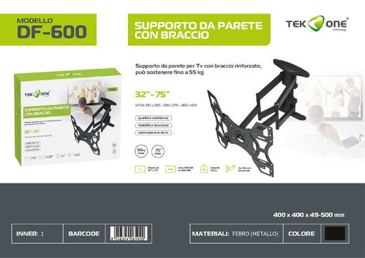 Supporto Tv Con Braccio 32-75'' Max Portata 55KG