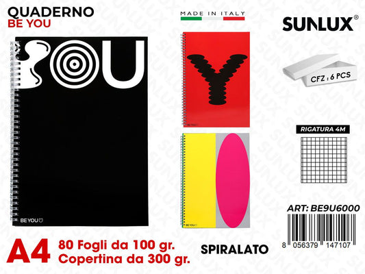 RIG. 4M MAXI QUADERNI SPIRALATO BE YOU 100GR /PZ DA 6**