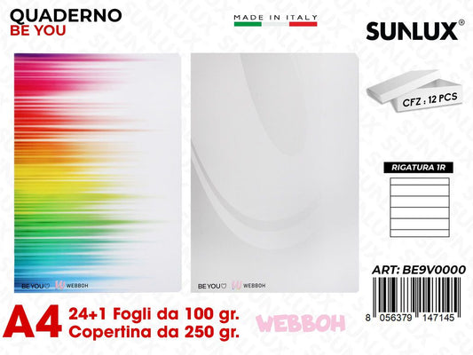 RIG.1R MAXI QUADERNI BE YOU WEBBOH 100GR /PZ DA 12**