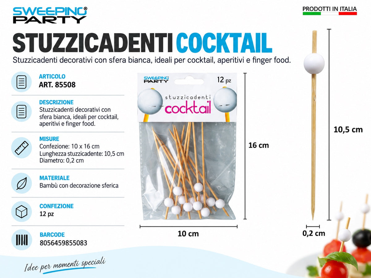 Stuzzicadenti 10 Cm 12Pz Perla Bianca