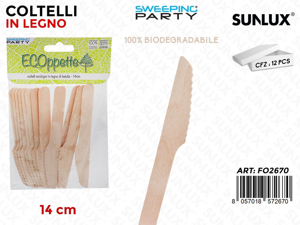 COLTELLI IN LEGNO 14CM 12PCS  /PZ DA 12**