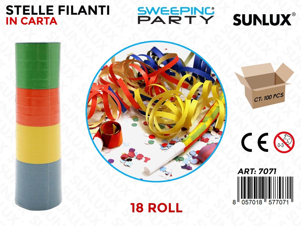 STELLE FILANTI IN CARTA MULTICOLOR 18 ROLL.