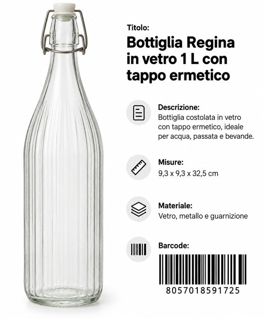 Bottiglia Regina Cc 1000 V/T C/T Ermetico In Blister