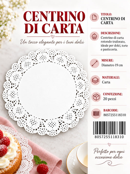 11831 Centrino Dolci Tondo 19Cm*20Pz