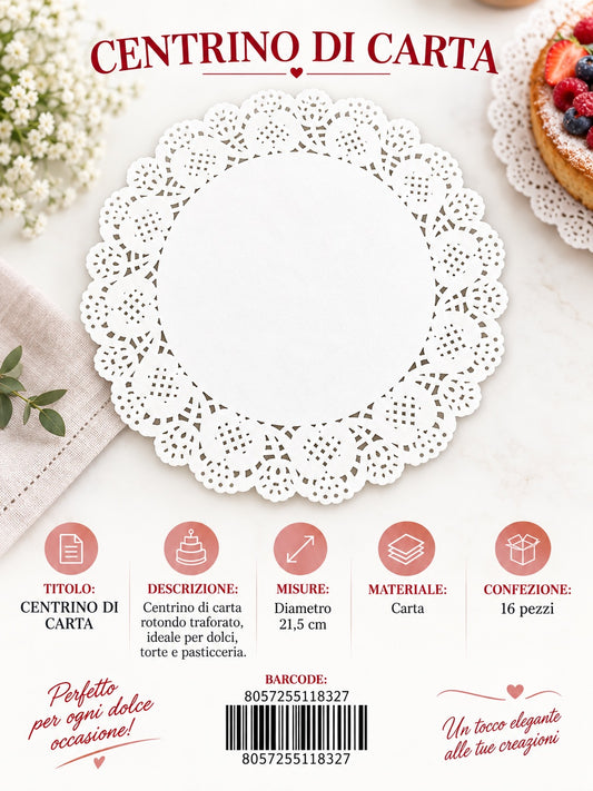 11832 Centrino Dolci Tondo 21,5Cm*16Pz