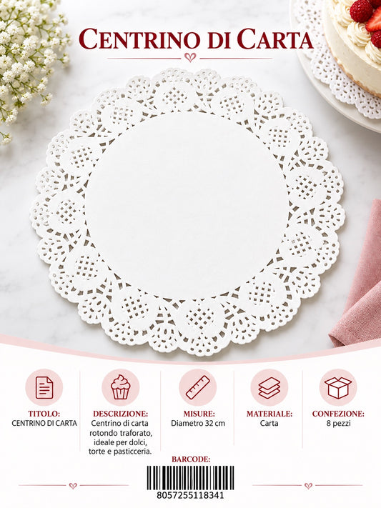 11834 Centrino Dolci Tondo 32Cm*8Pz