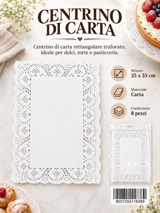11838 Centrino Dolci Rettangolare 25X35Cm*8Pz