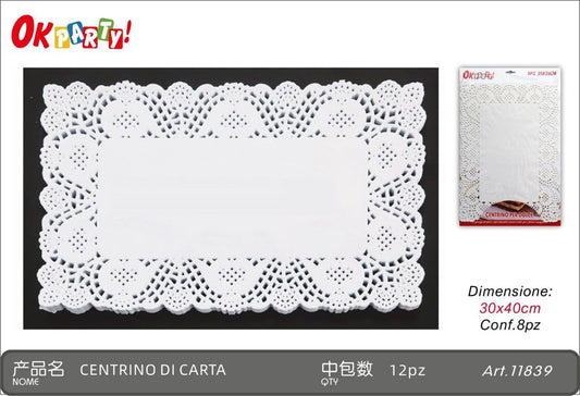 11839 Centrino Dolci Rettangolare 30X40Cm*8Pz