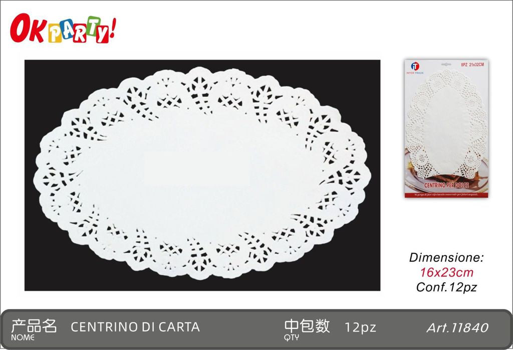 11840 Centrino Dolci Ovale 16X23Cm*12Pz