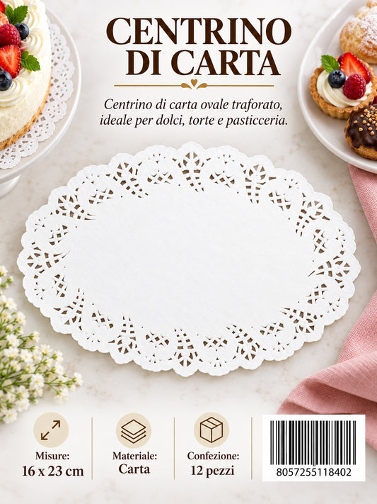 11840 Centrino Dolci Ovale 16X23Cm*12Pz