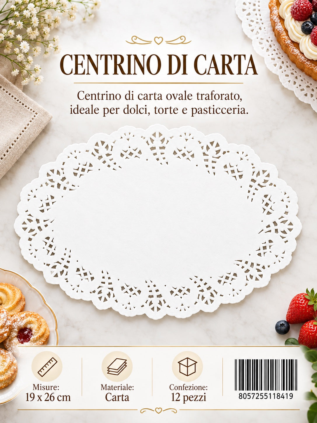 11841 Centrino Dolci Ovale 19X26Cm*12Pz