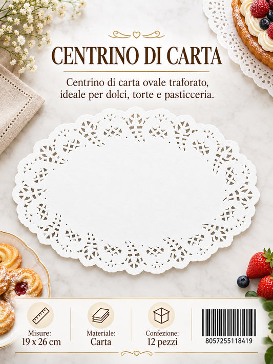11841 Centrino Dolci Ovale 19X26Cm*12Pz