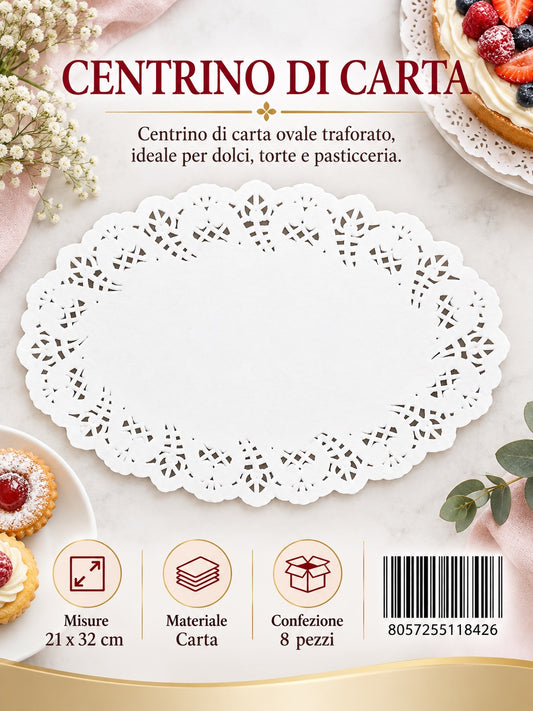 11842 Centrino Dolci Ovale 21X32Cm*8Pz