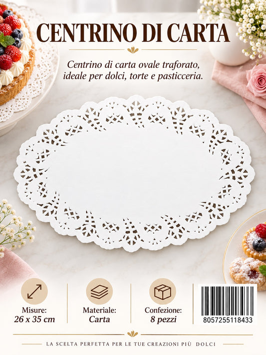 11843 Centrino Dolci Ovale 26X35Cm*8Pz