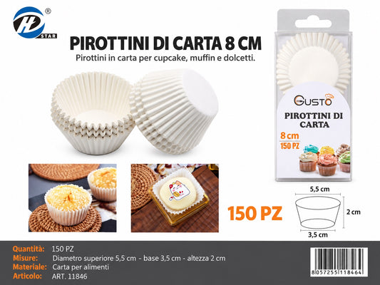 11846 Pirottini Di Carta Bianco 8Cm 1/12