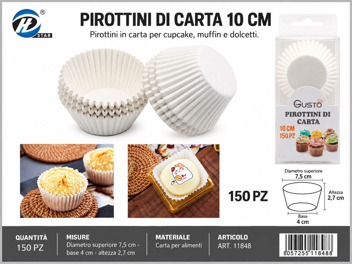 11848 Pirottini Di Carta Bianco 10.5Cm 1/12 Ct 144