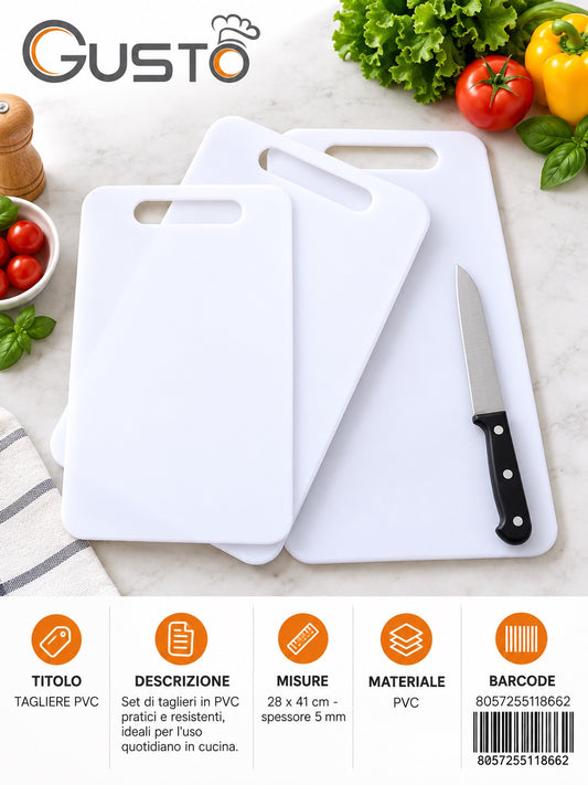 11866 Tagliere Pvc Bianco 28X41Cm Ct 48