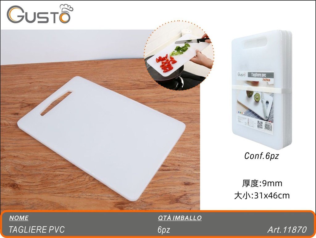 11870 Tagliere Pvc Bianco 31X46Cm Ct 36