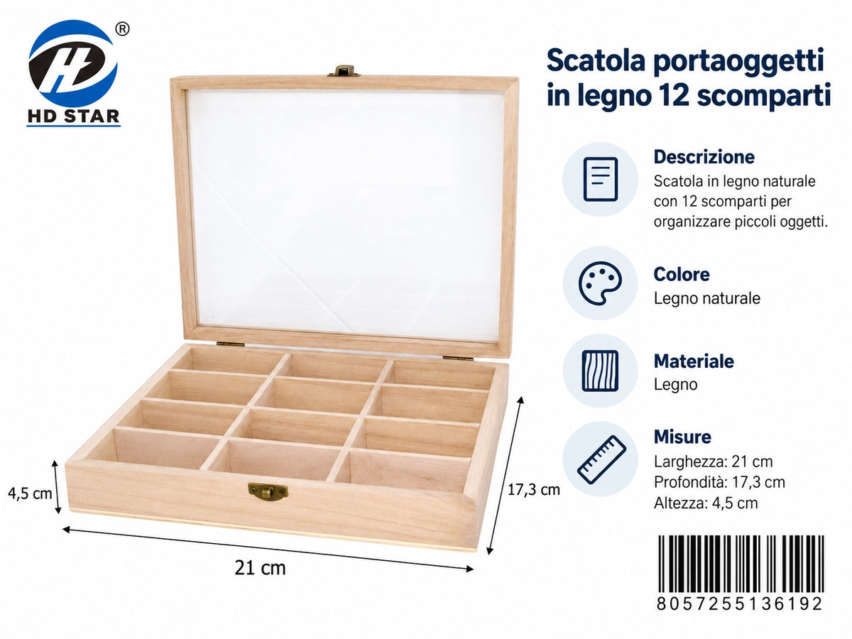 13619 Scatole Portaoggeti In Legno 12P Ct 48