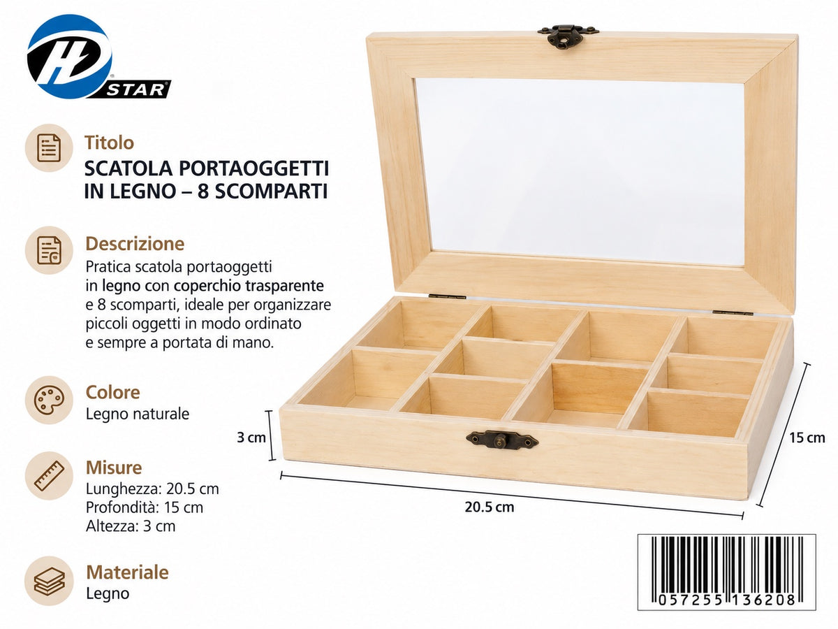 13620 Scatola Portaoggetti Di Legno 10P Ct 96