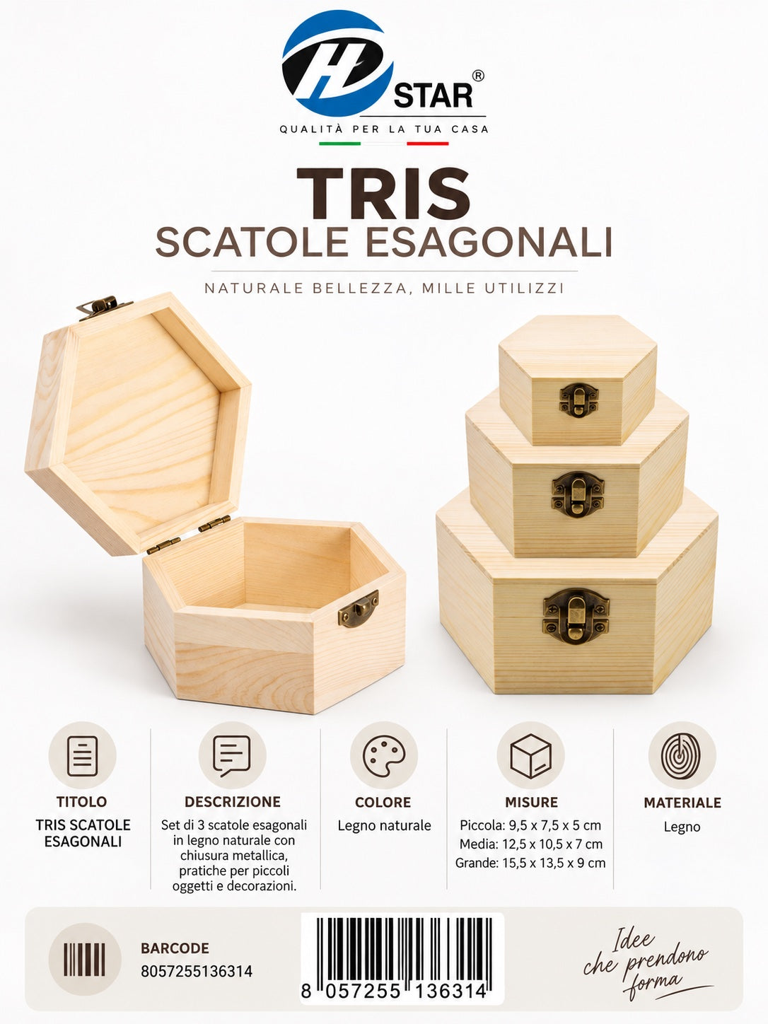 13631 Tris Scatole Portaoggetti Di Legno Ct 48