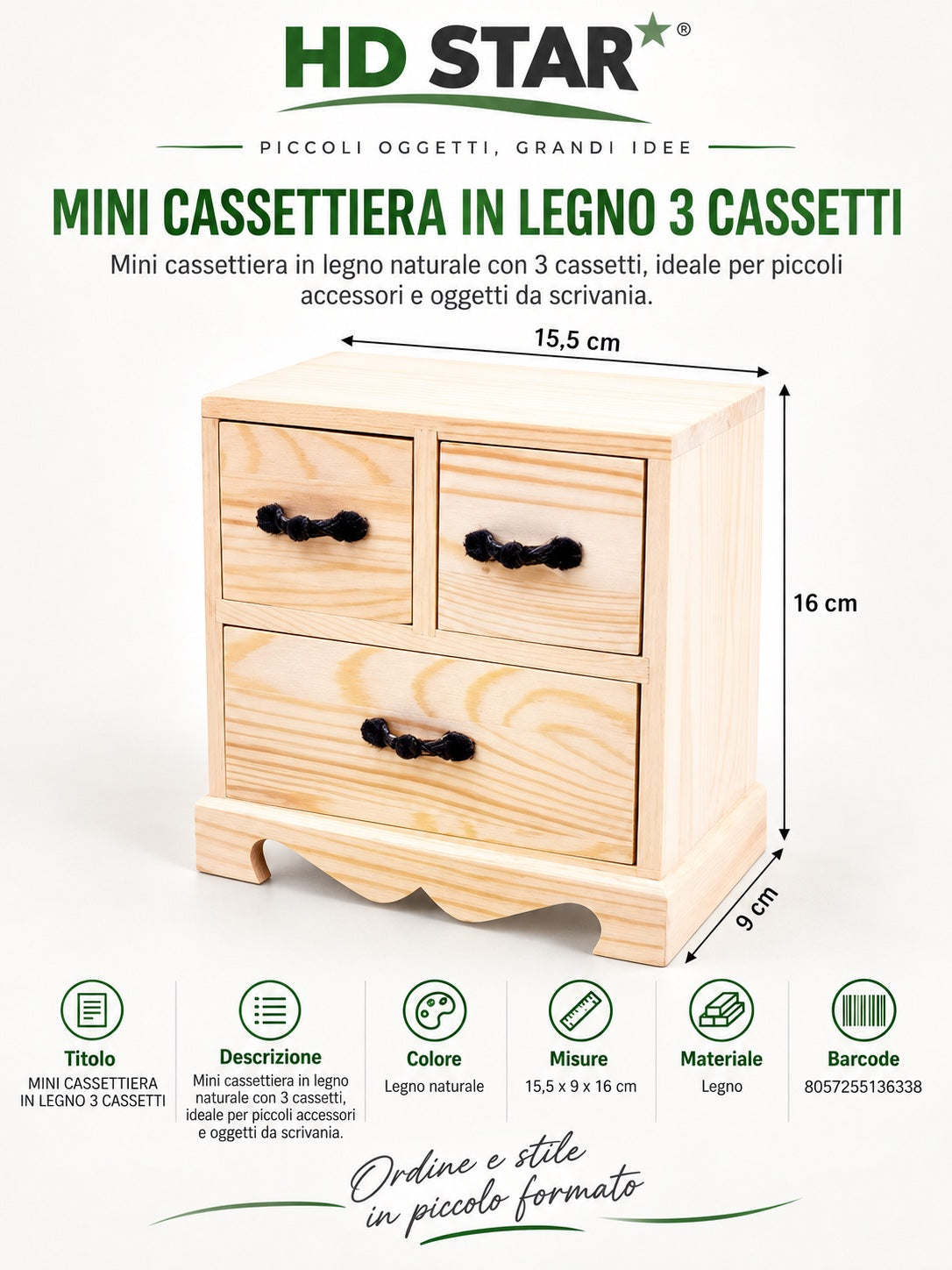 13633 Cassettini In Legno 3P Ct 36