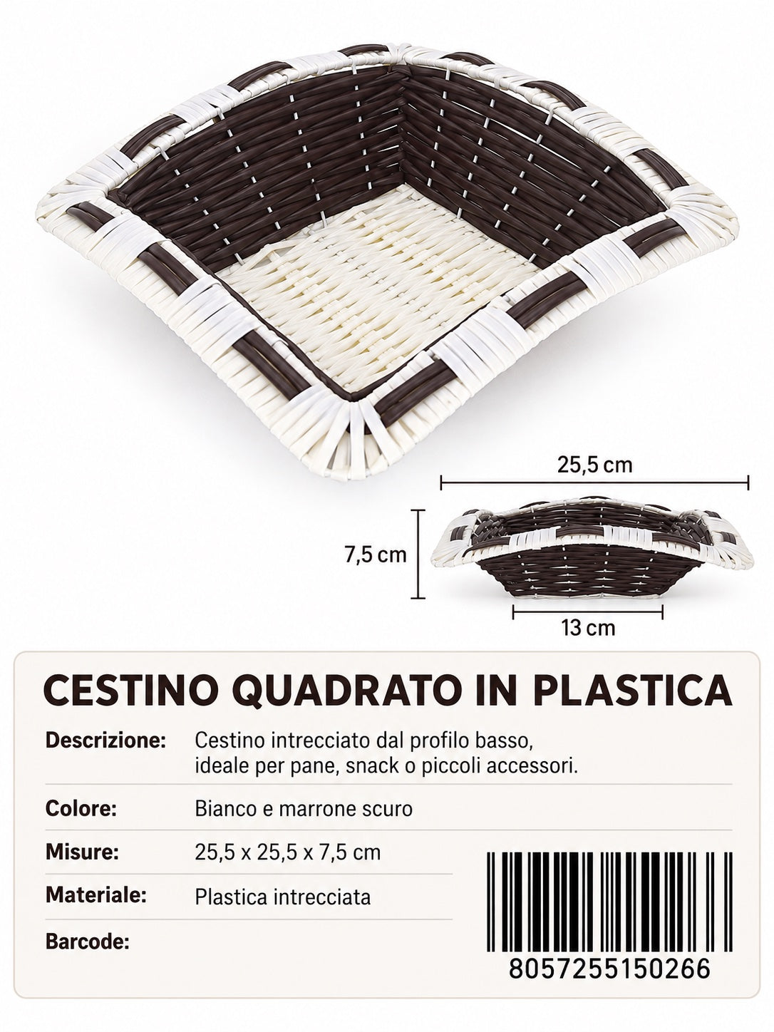 15026 Cesto Quadrato A Fondo Multiuso Ct 100