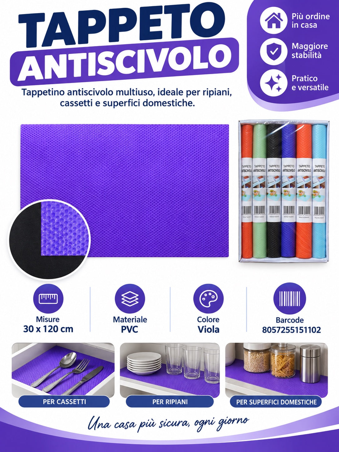 15110 Tappeto Antis.Tras.30X120Cm Ct 72