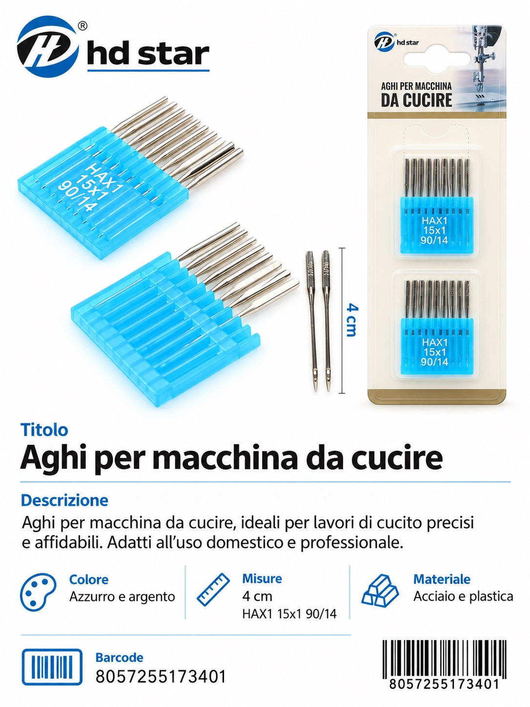 17340 Aghi Per Macchina Da Cucire 1/24 Ct 1200