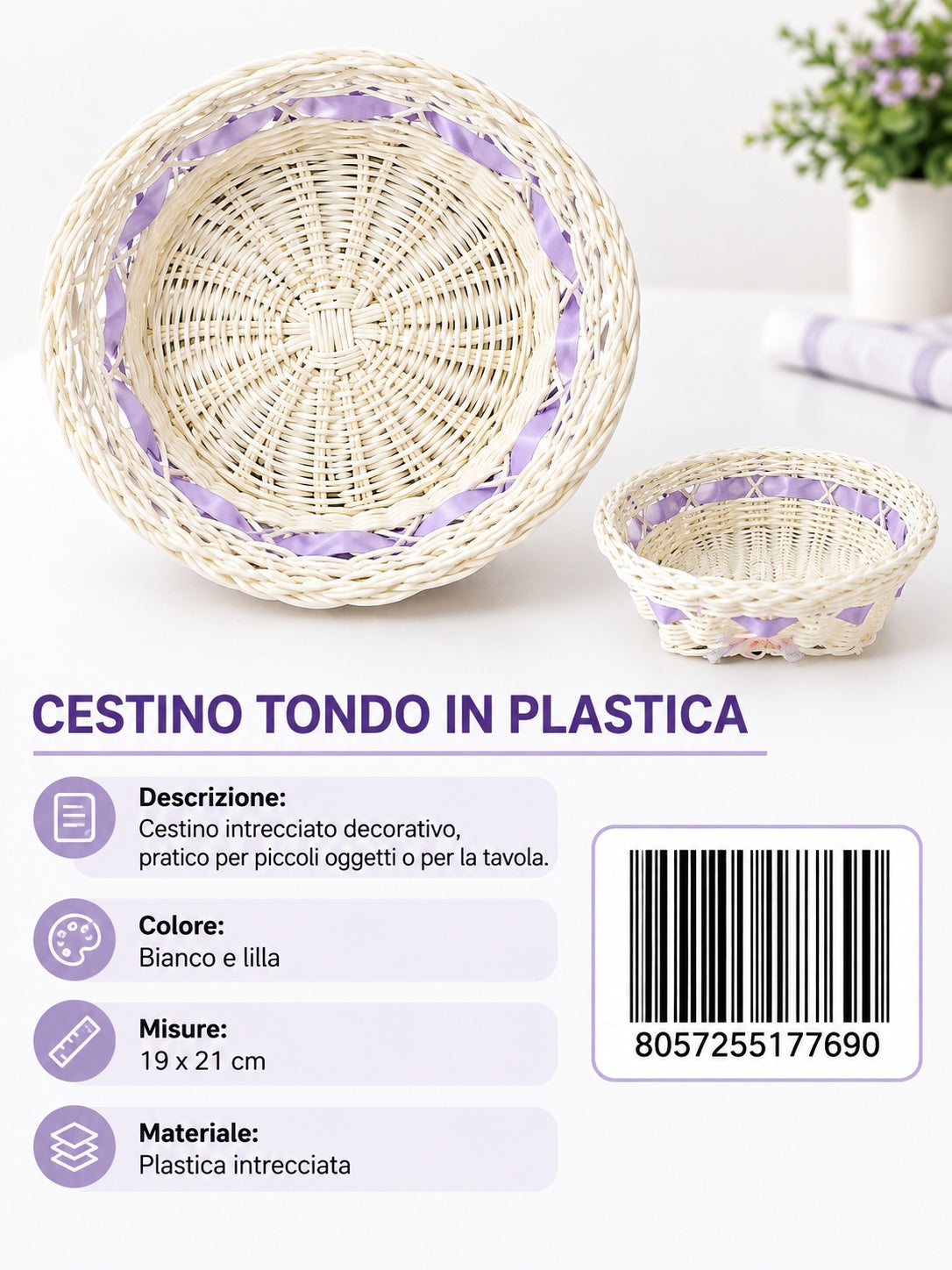 17769 Cesto Intrecciato In Plastica Ct 150