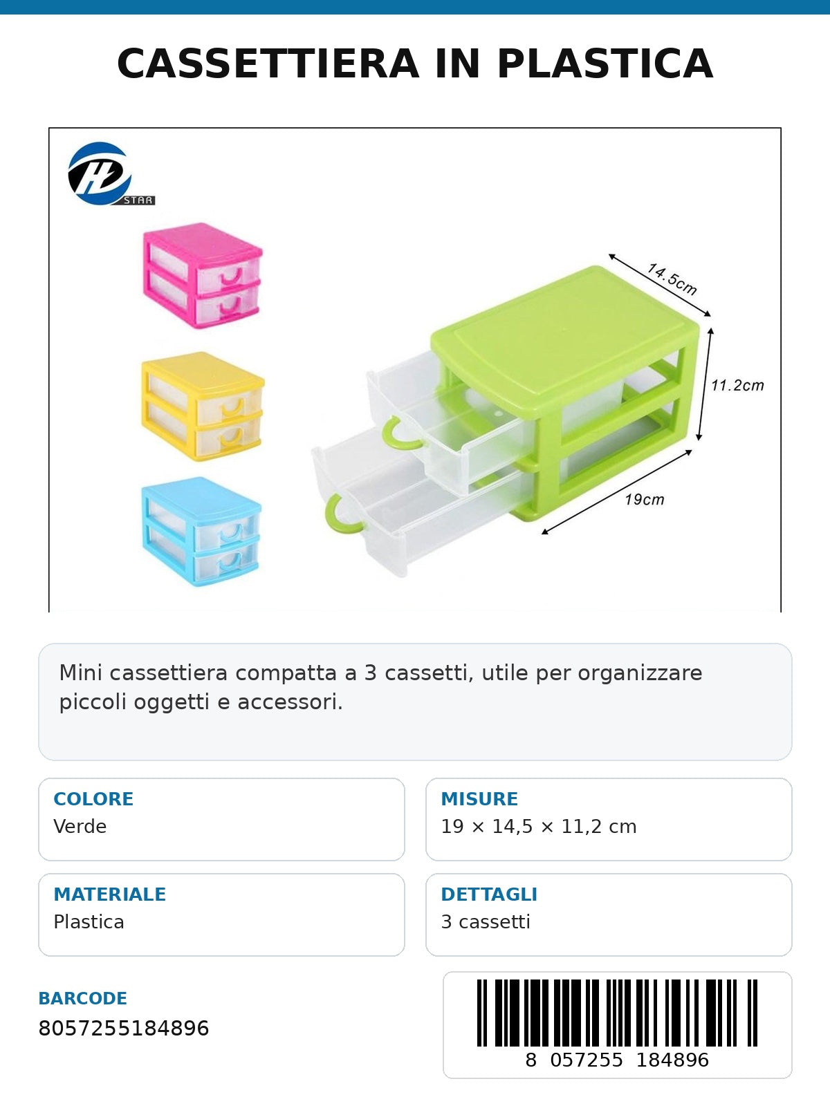 Cassettiera A 2 Piani In Plastica Ct 48