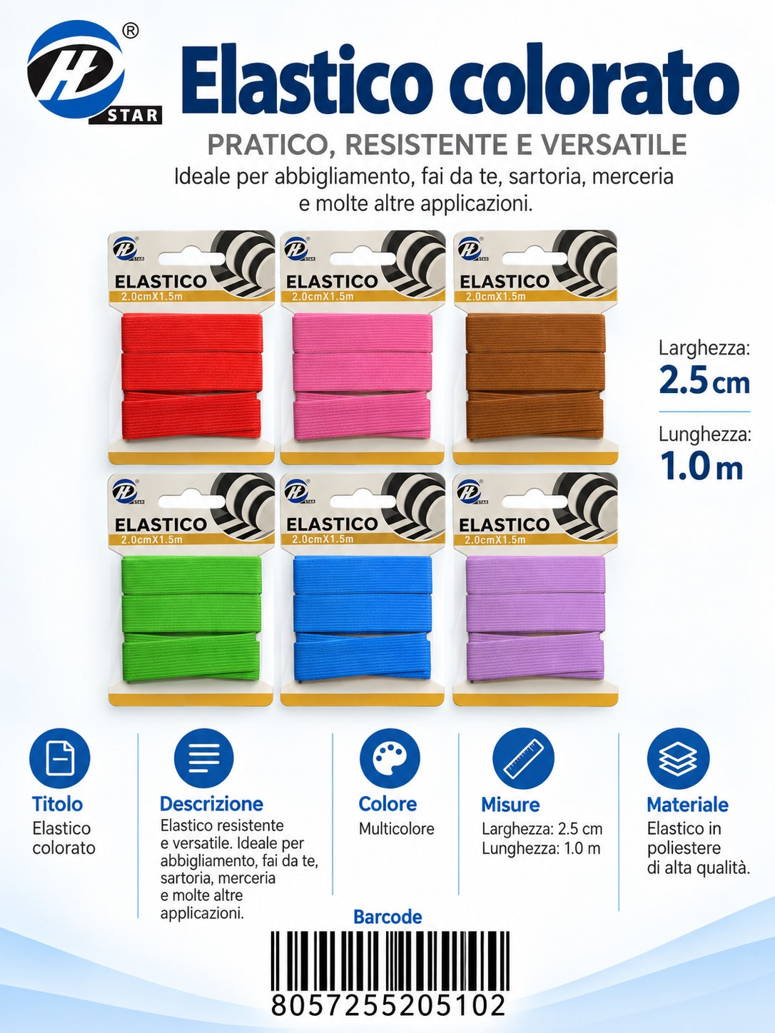20510 Elastico 2.5Cm 1/12