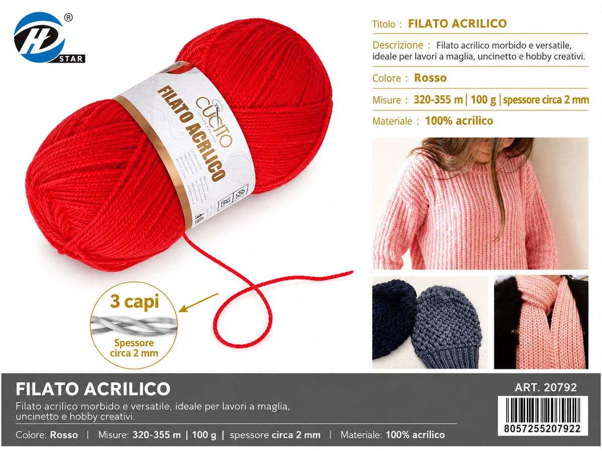 20792 Lana Acrilica 100G 225Mt 1/6 Ct72 812# （110 ）