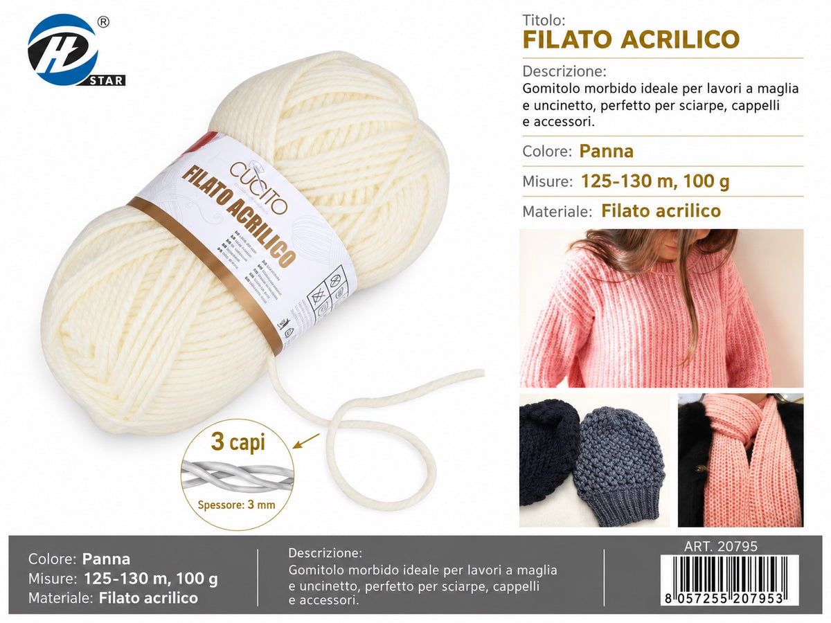 20795 Lana Acrilica 100G 125Mt 1/6 Ct72 848# （530 ）