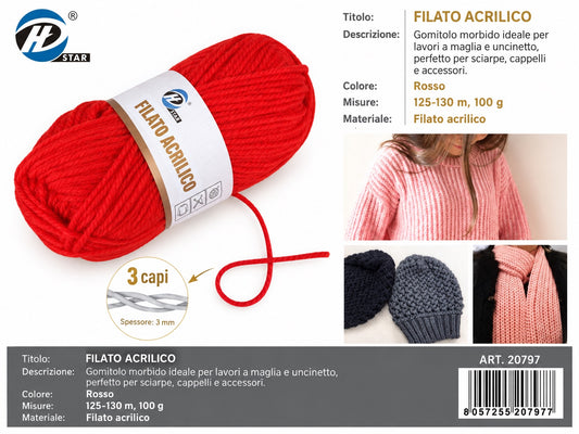 20797 Lana Acrilica 100G 125Mt 1/6 Ct72 848# （584 ）