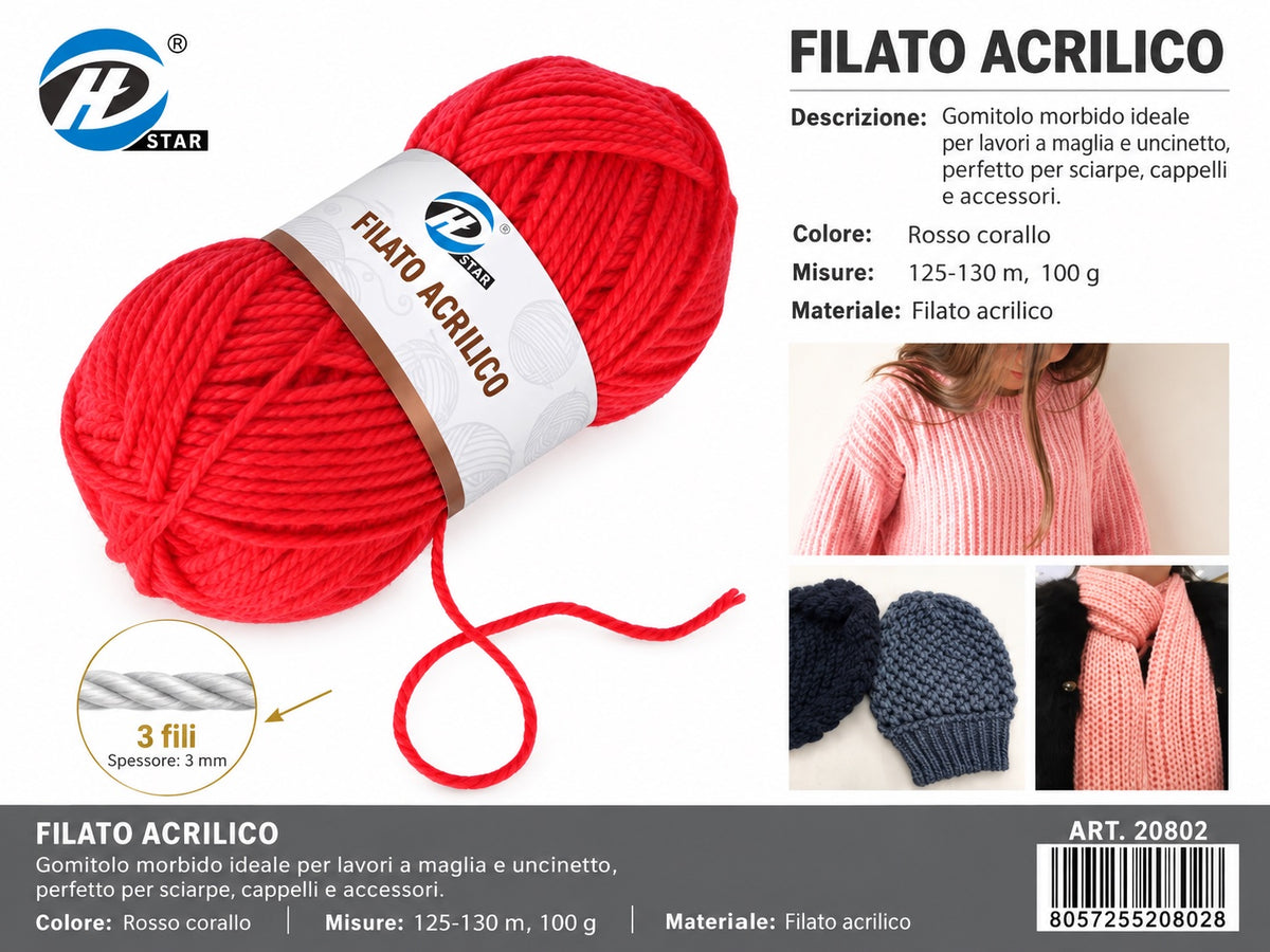 20802 Lana Acrilica 100G 125Mt 1/6 Ct72 848# （540 ）