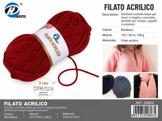 20803 Lana Acrilica 100G 125Mt 1/6 Ct72 848# （542 ）