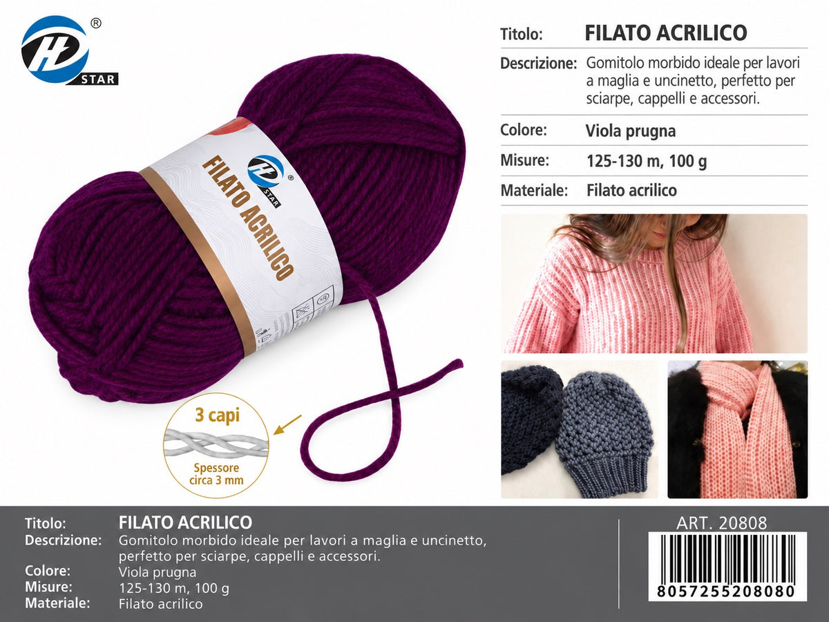 20808 Lana Acrilica 100G 125Mt 1/6 Ct72 848# （550 ）
