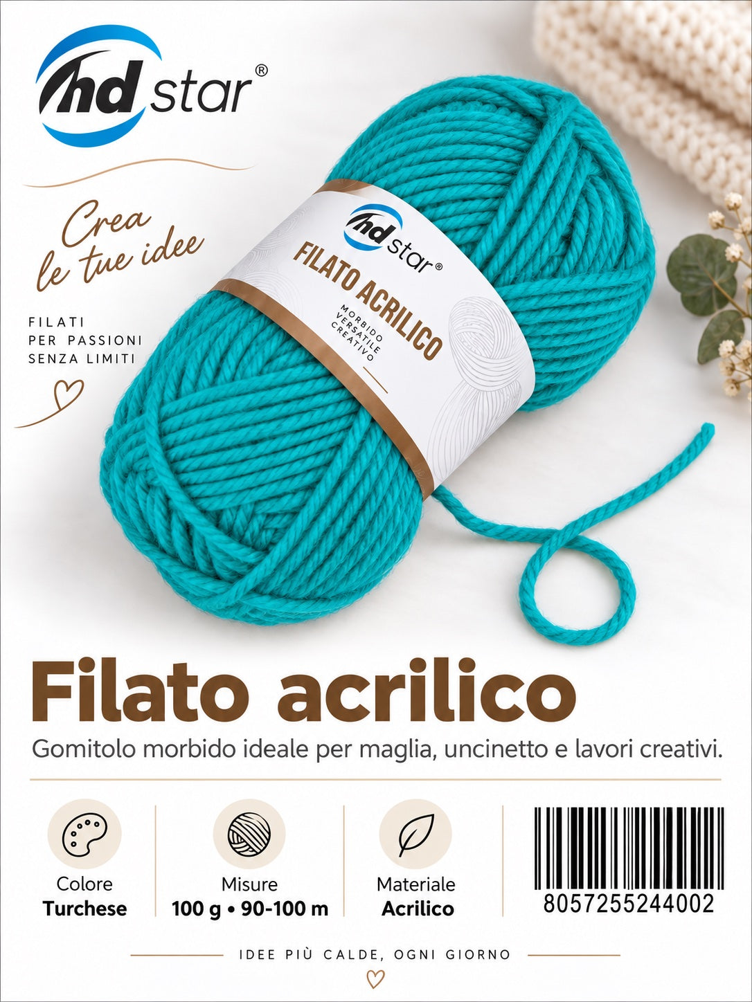 24400 Lana Acrilica 100G 70Mt 1/6 Ct72 836# （536 ）