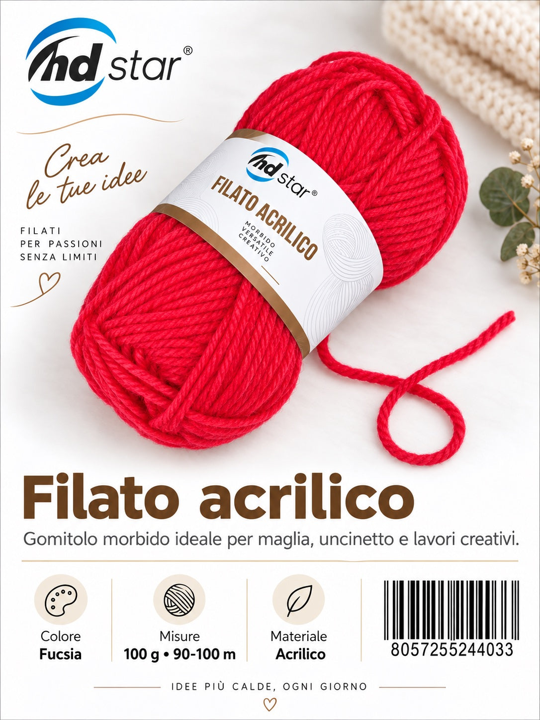 24403 Lana Acrilica 100G 70Mt 1/6 Ct72 836# （540 ）