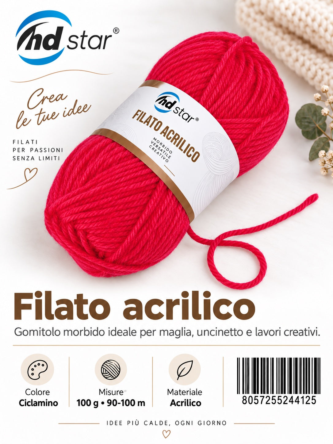 24412 Lana Acrilica 100G 130Mt 1/6 Ct72 836# （559 ）