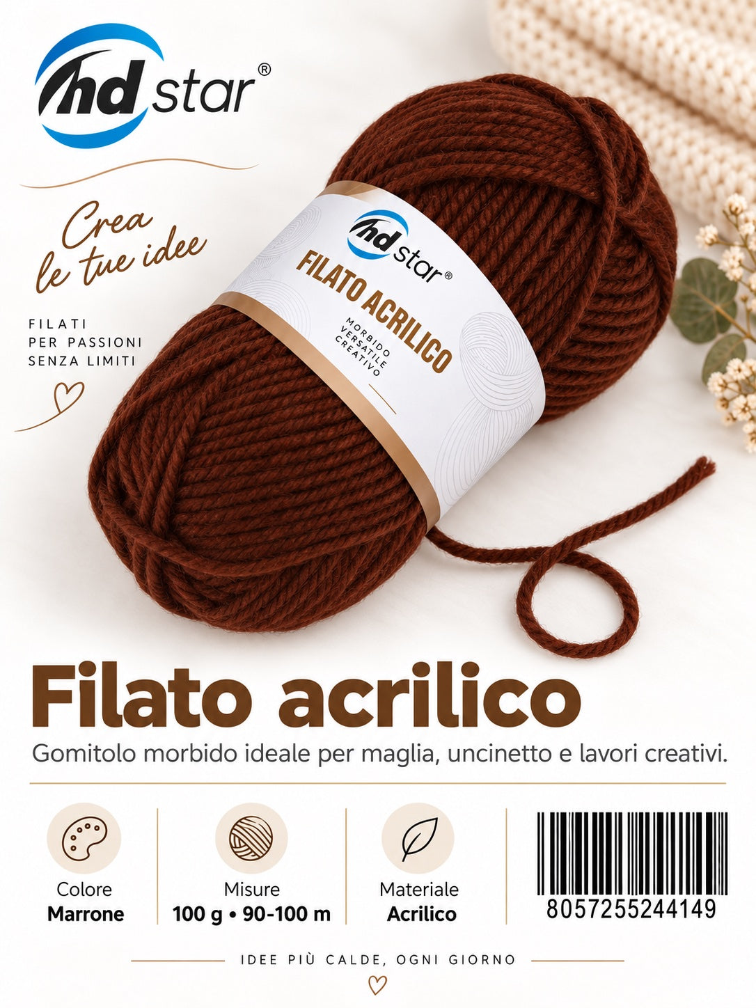 24414 Lana Acrilica 100G 130Mt 1/6 Ct72 836# （562 ）