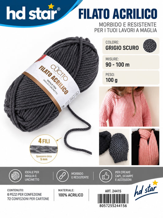 24415 Lana Acrilica 100G 130Mt 1/6 Ct72 836# （572 ）