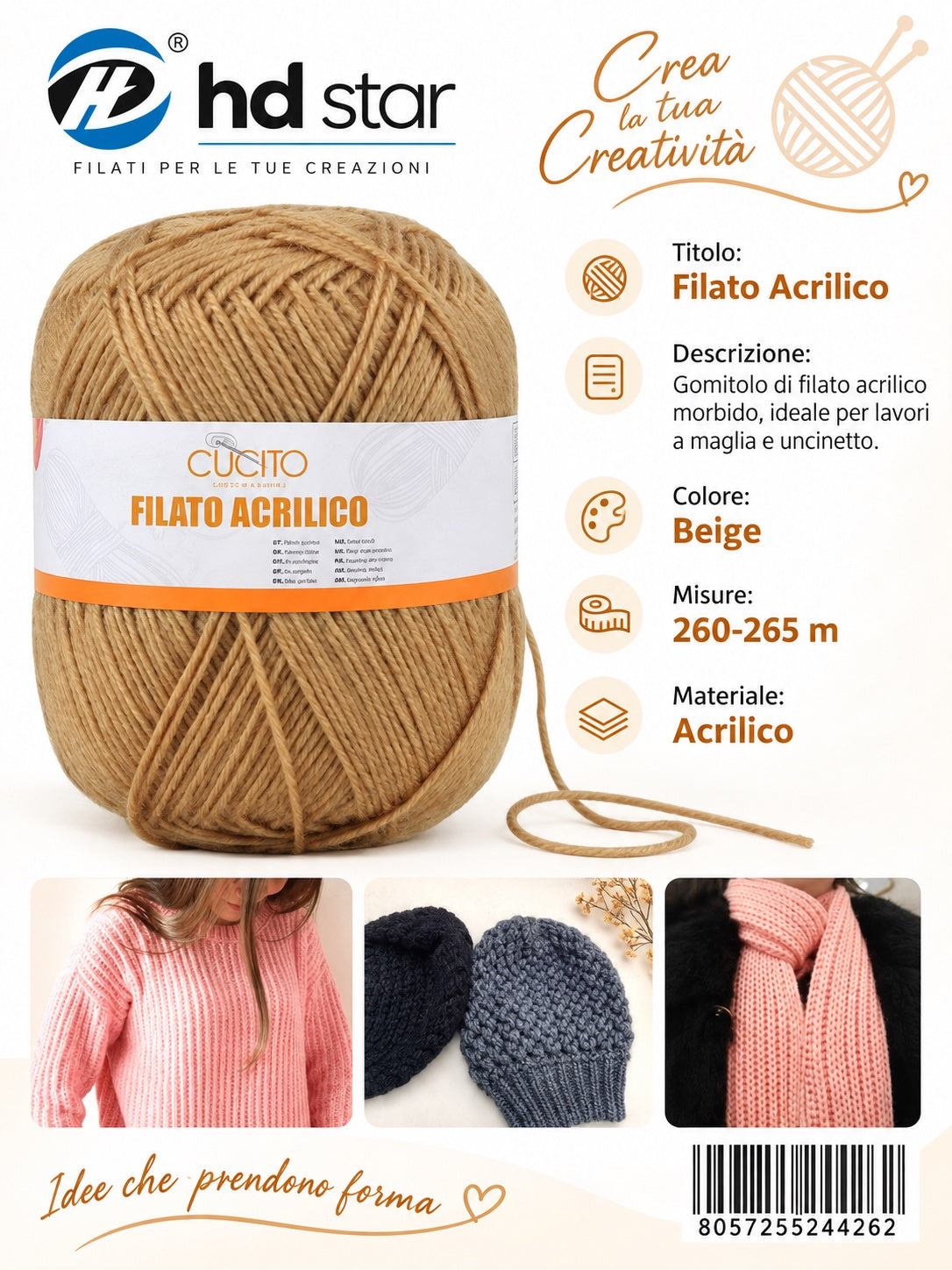 24426 Lana Acrilica 100G 1/6 Ct72 （558 )