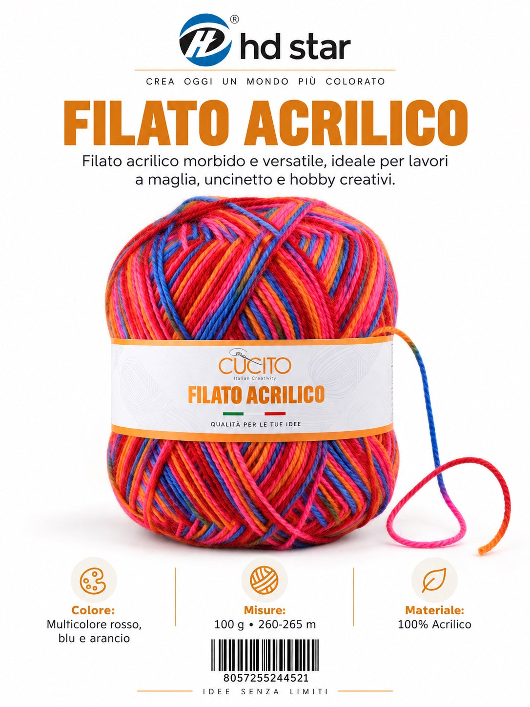 24452 Lana Acrilica 100G 1/6 Ct 72