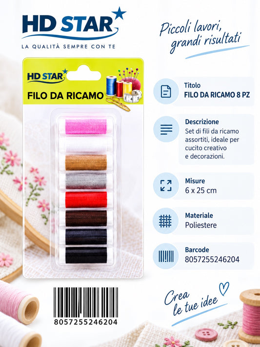 24620 Filo Di Ricamo Bianco 8Pz 1/12 Ct 120