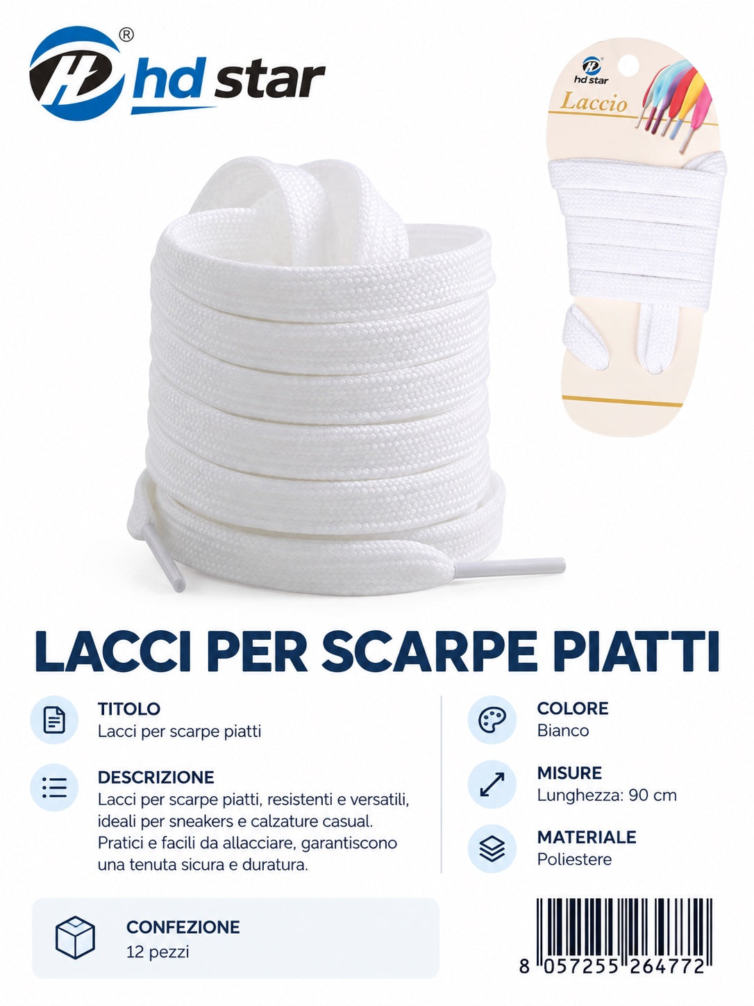 26477 Lacci Piatti 90Cm 1/12