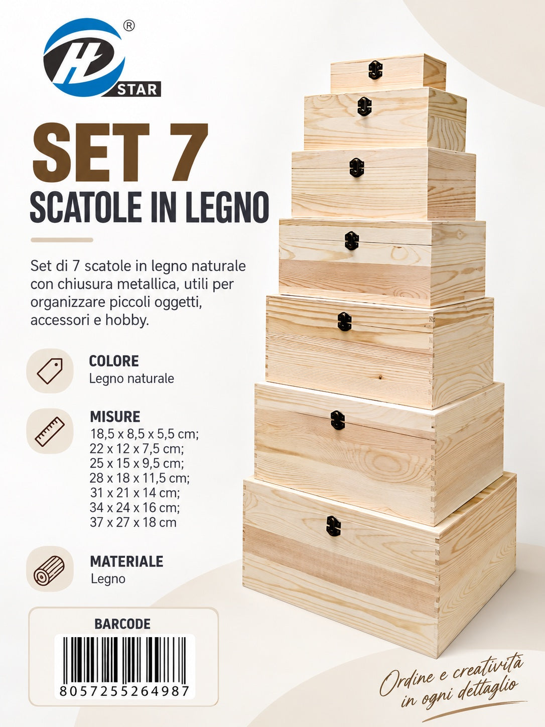 26498 Set Scatole Di Legno 8Pz Ct 2