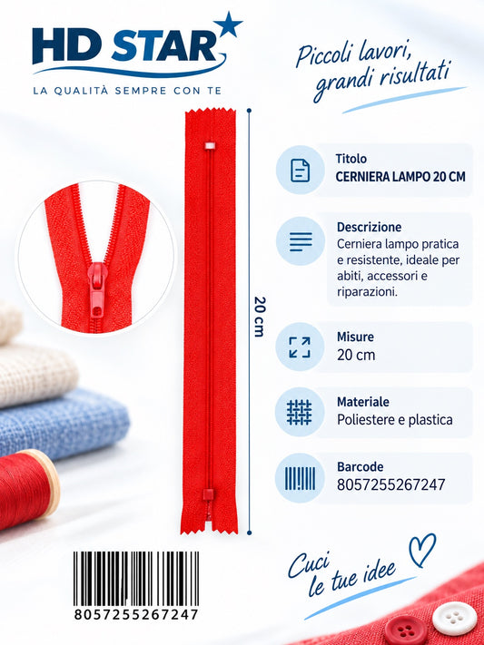 26724 Cerniera Lampo 20 Cm 1/24 Ct 1200