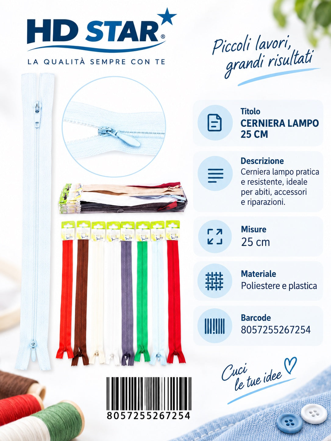 26725 Cerniera Lampo 25 Cm 1/24 Ct 1200